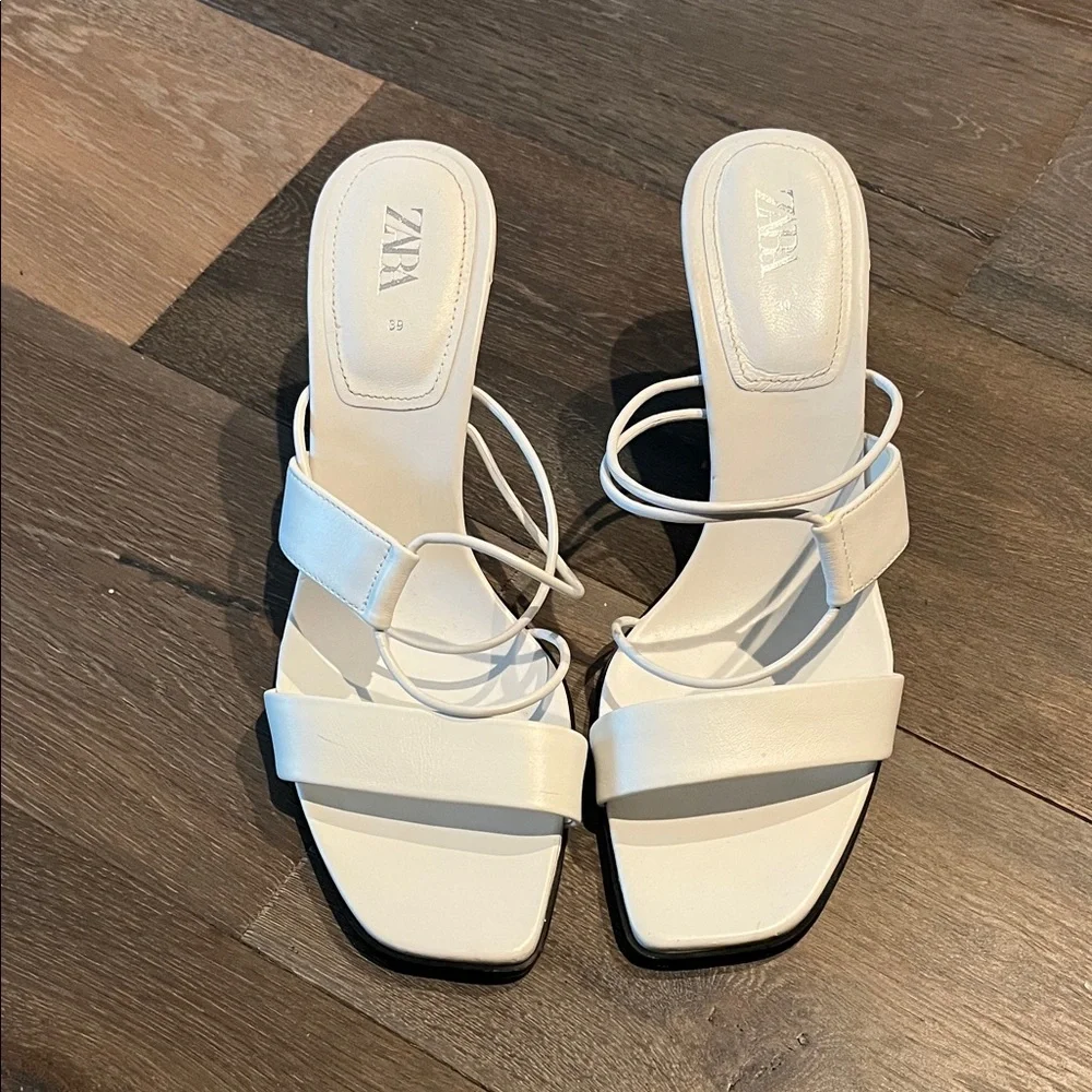 Zara Cream Strappy Heels - Picture 1 of 3